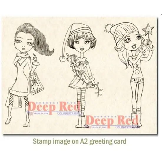 Deep Red Stamps City Girls Holiday Cheer Rubber Cling Stamp 4 x 6 inches {3}