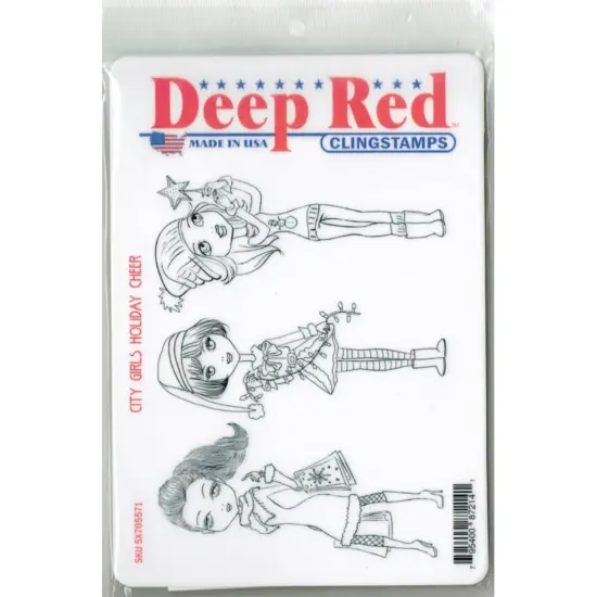 Deep Red Stamps City Girls Holiday Cheer Rubber Cling Stamp 4 x 6 inches {2}