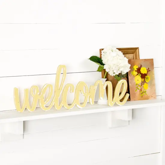 18 in. Unfinished Wooden Cursive "Welcome" {2}