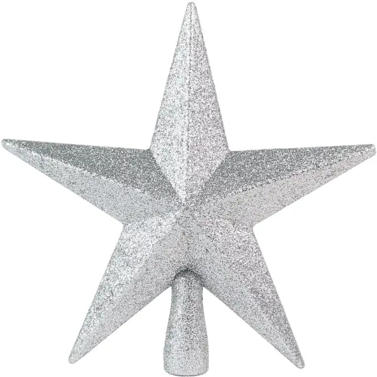 Ornativity Glitter Star Tree Topper - Christmas Silver Decorative Holiday Bethlehem Star Ornament - 8" {1}