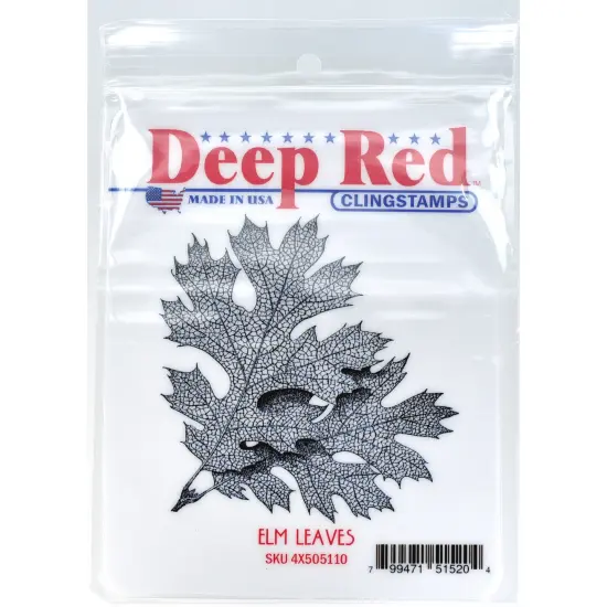 Deep Red Stamps Elm Leaves Rubber Cling Stamp 3 x 3.1 inches {2}