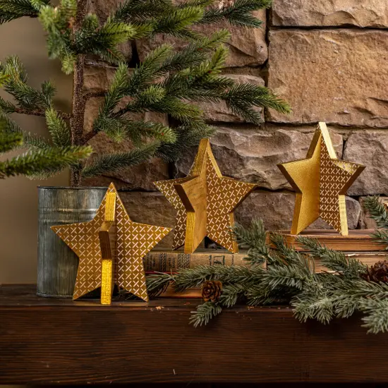 Unfinished Slotted Stars Set of 3 {3}