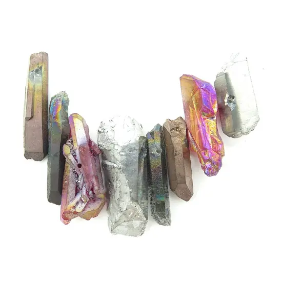 Metallic Goth ~ Mix of Electroplated Quartz Beads (NS641) (8x) {3}