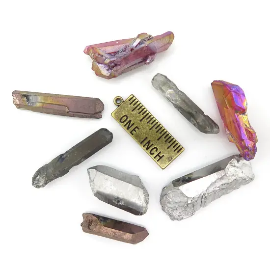 Metallic Goth ~ Mix of Electroplated Quartz Beads (NS641) (8x) {5}