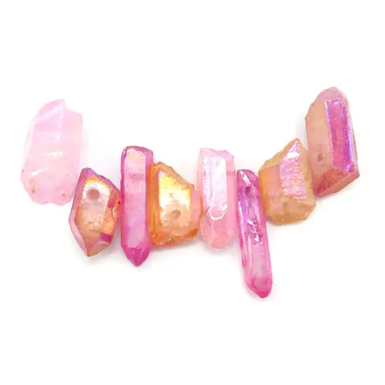 Pretty in Pink ~ Mix of Electroplated Quartz Beads (NS640) (8x) {5}