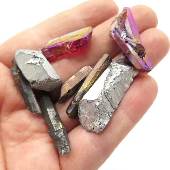 Metallic Goth ~ Mix of Electroplated Quartz Beads (NS641) (8x) {4}