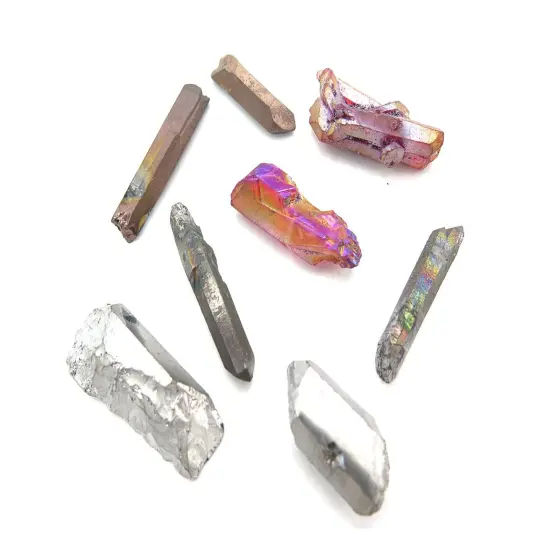 Metallic Goth ~ Mix of Electroplated Quartz Beads (NS641) (8x) {1}