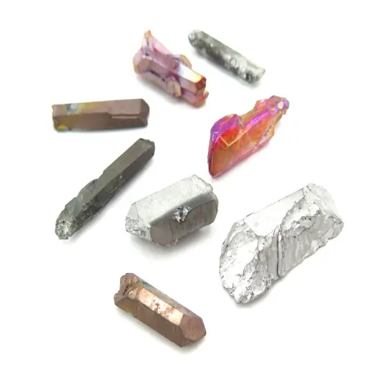 Metallic Goth ~ Mix of Electroplated Quartz Beads (NS641) (8x) {6}