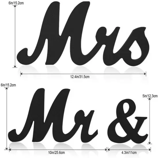 Black Mr & Mrs Sign Wooden Letters Wedding Table Decor Wedding Gift {3}