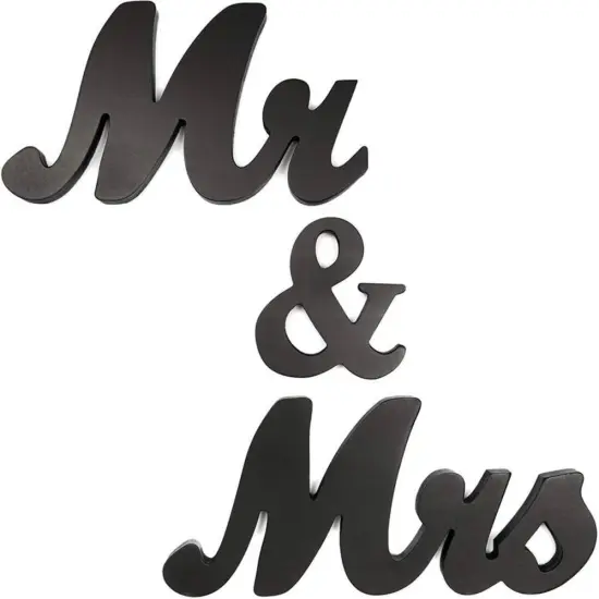 Black Mr & Mrs Sign Wooden Letters Wedding Table Decor Wedding Gift {2}