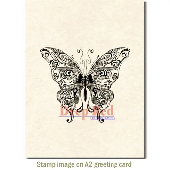 Deep Red Stamps Butterfly Swirl Rubber Cling Stamp 3.2 x 2.75 inches {3}