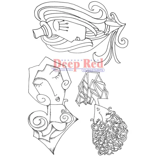 Deep Red Stamps Journaling Sketches 1 Rubber Cling Stamps 4 x 6 inches {1}