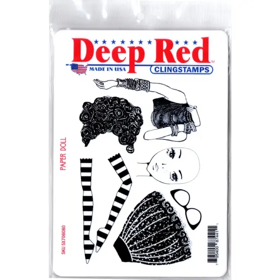 Deep Red Stamps Paper Doll Rubber Cling Stamp 4 x 6 inches {2}
