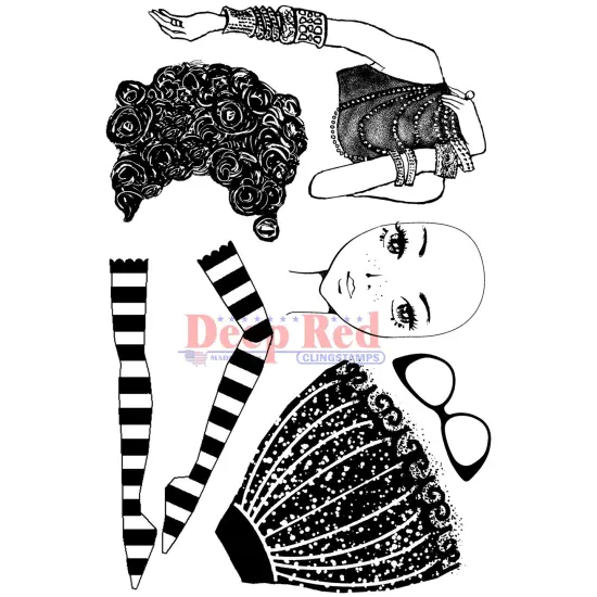 Deep Red Stamps Paper Doll Rubber Cling Stamp 4 x 6 inches {1}