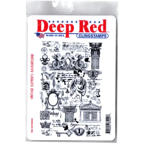 Deep Red Stamps Vintage Elements Background Rubber Cling Stamp 3.75 x 5.75 inches {2}