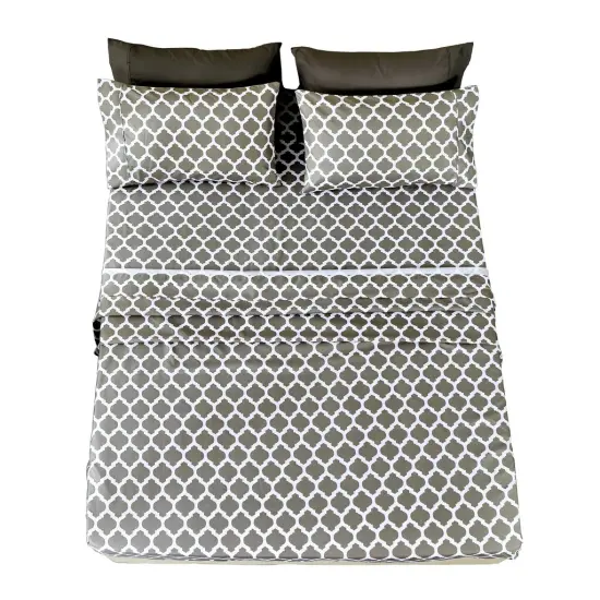 American Home Collection Quatrefoil Bedding Sheets & Pillowcases Set Brushed Microfiber Wrinkle Free Sheet Set {2}