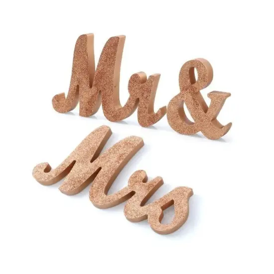 Rose Gold Mr & Mrs Sign Wooden Letters Wedding Table Decor Wedding Gift {2}