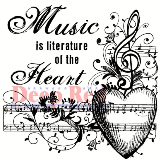 Deep Red Stamps Music of the Heart Rubber Cling Stamp 3.1 x 3.1 inches {1}