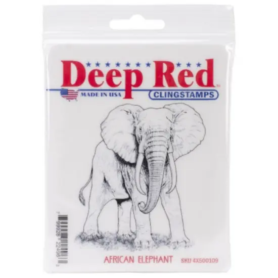 Deep Red Stamps African Elephant Rubber Cling Stamp 2.75 x 3 inches {2}