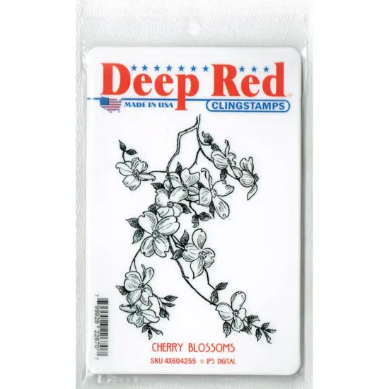 Deep Red Stamps Cherry Blossoms Rubber Cling Stamp 2.9 x 4.1 inches {2}