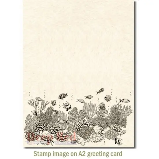Deep Red Stamps Coral Reef Rubber Cling Stamp 2 x 4 inches {3}