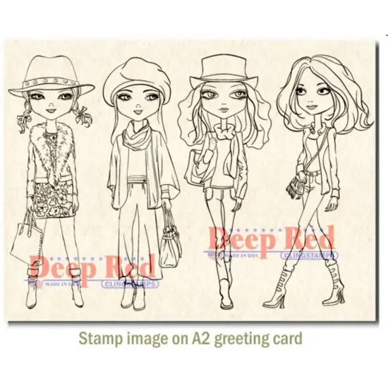 Deep Red Stamps City Girls Fall Fashion Rubber Cling Stamps 4 x 6 inches {3}