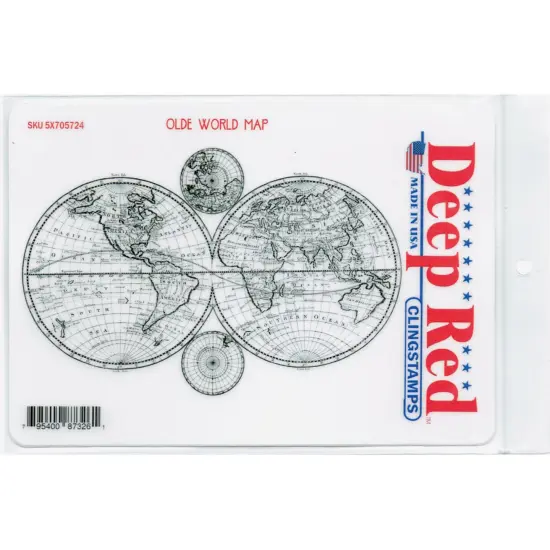 Deep Red Stamps Olde World Map Rubber Cling Stamp 5.7 x 3.7 inches {2}
