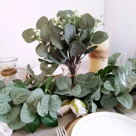10pcs Artificial Seeded Eucalyptus Leaves Stems Bulk Wedding Decoration Table Centerpieces {4}