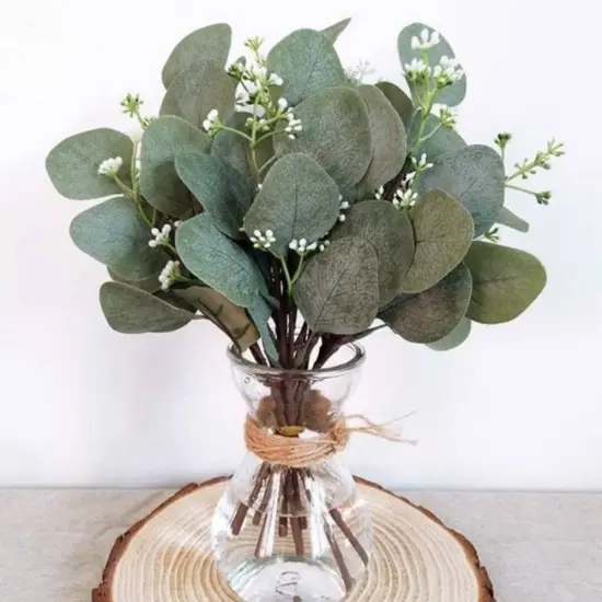 10pcs Artificial Seeded Eucalyptus Leaves Stems Bulk Wedding Decoration Table Centerpieces {5}