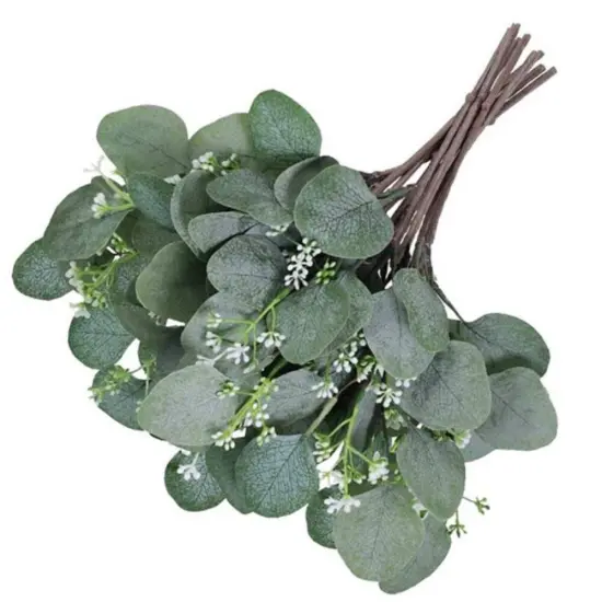 10pcs Artificial Seeded Eucalyptus Leaves Stems Bulk Wedding Decoration Table Centerpieces {6}