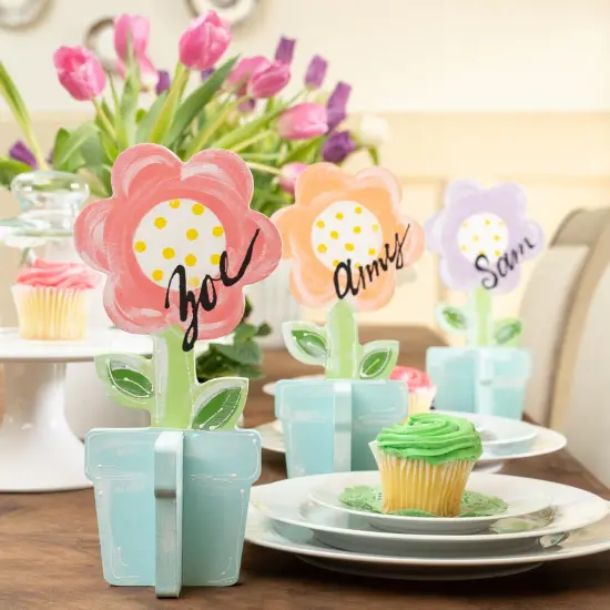 10 in. Unfinished Wooden Slotted Flower Set of 3 {2}