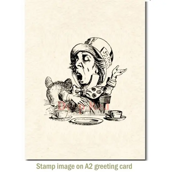 Deep Red Stamps Mad Hatter Tea Party Rubber Cling Stamp 3 x 3.25 inches {3}