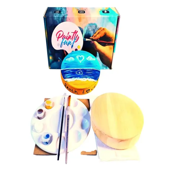 Paint Kit - Beach Love Tabletop Trinket Box Painting Kit & Video Lesson, Art Gift Set, DIY Craft, Painting Gift Set, Paint At Home, Beginner Painting {3}