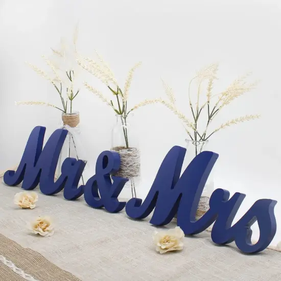 Royal Blue Mr & Mrs Sign Wooden Letters Wedding Table Decor Wedding Gift {1}