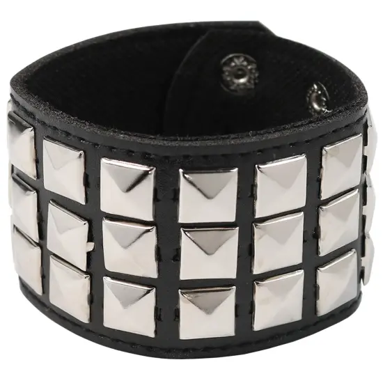 Punk Leather Stud Bracelet - Leather Cuff Biker Bracelet with Studs for Men, Women and Kids {1}