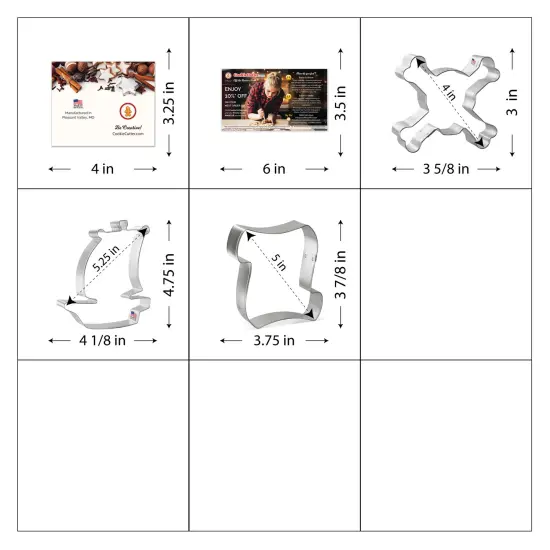 CookieCutter.com 3 Piece Birthday Pirate Cookie Cutter Set Pirate Ship, Skull and Crossbones, Scroll Letter, Metal Shapes Made in USA, Silver {4}