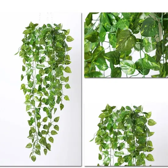 2pcs Artificial Hanging Plants Fake Hanging Greenery Leaves Faux Ivy Vine for Indooor Outdoor Decor Home Room {5}