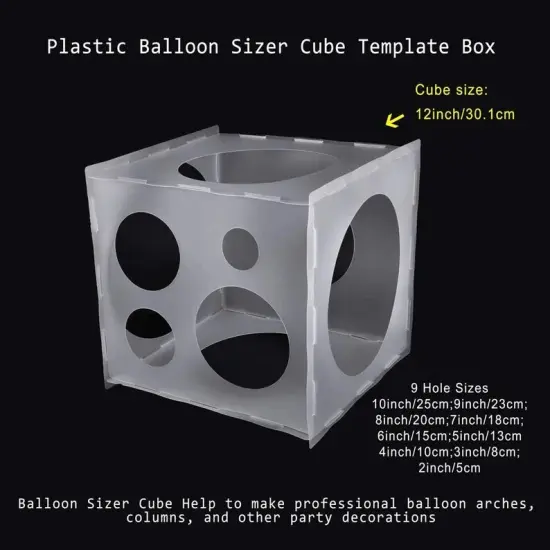 Plastic Balloon Sizer Box 9 Holes Cube Balloon Size Measurement Tool {5}