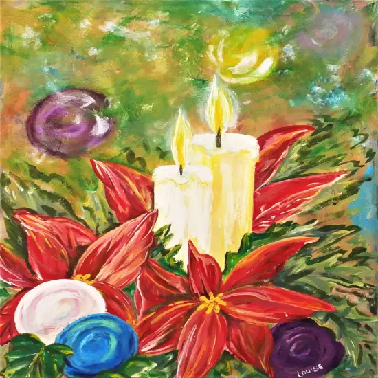 Christmas Paint Kit - Candlelight Memories Acrylic Painting Kit & Video Lesson, Art Gift Set, DIY Christmas Craft, Paint At Home, Beginner Painting, Paint Party {1}