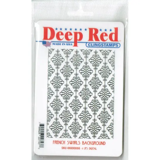 Deep Red Stamps French Swirls Background Rubber Cling Stamp 3 x 4 inches {2}