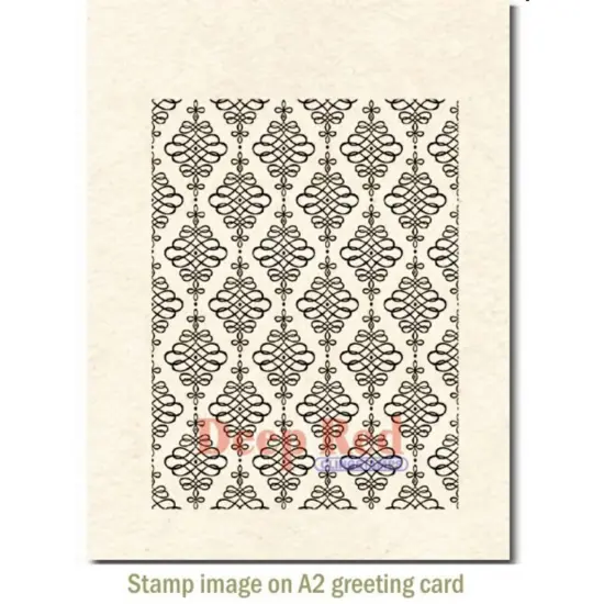 Deep Red Stamps French Swirls Background Rubber Cling Stamp 3 x 4 inches {3}
