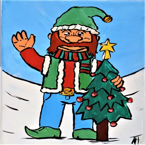 Christmas Paint Kit - Lumberjack Elf Acrylic Painting Kit & Video Lesson, Art Gift Set, DIY Christmas Craft, Paint At Home, Beginner Painting, DIY Craft {1}