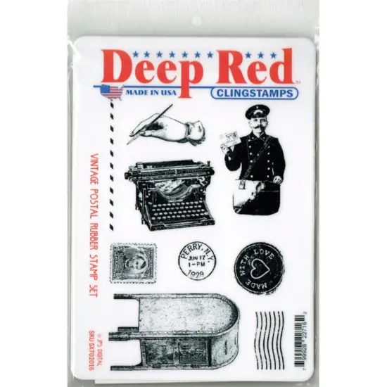 Deep Red Stamps Vintage Postal Rubber Cling Stamp Set 4 x 6 inches {2}
