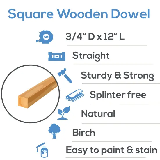 Wood Square Dowel Rods 3/4 inch Diameter, Multiple Lengths Available, Sticks for Crafts & Woodworking | Woodpeckers {9}