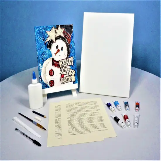 Christmas Paint Kit - Jolly Snowman Mixed Media Painting Kit & Video Lesson, Art Gift Set, DIY Christmas Craft, Beginner Painting, Paint At Home {2}