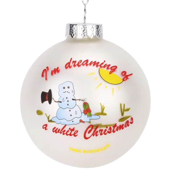 I'm Dreaming of a White Christmas Funny Snowman Melting Glass Ornament {1}