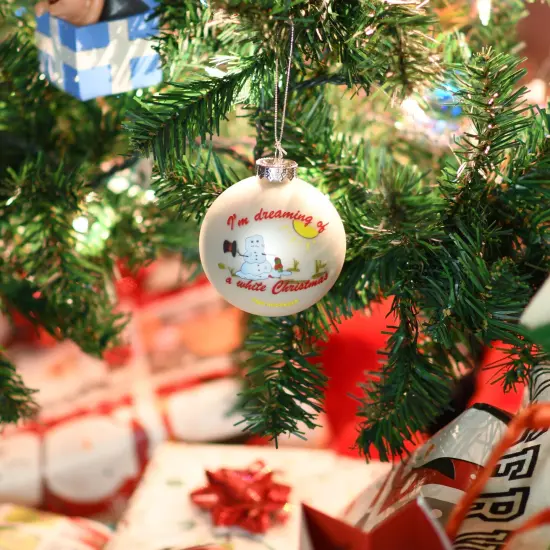 I'm Dreaming of a White Christmas Funny Snowman Melting Glass Ornament {4}