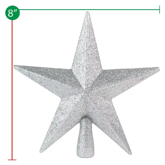 Ornativity Glitter Star Tree Topper - Christmas Silver Decorative Holiday Bethlehem Star Ornament 5.5" {6}