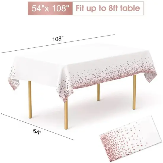 3 pack Rose Gold Dot Tablecloth Plastic Table Cover for Girl Women Birthday Party {2}