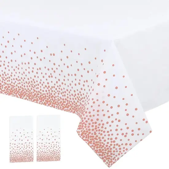 3 pack Rose Gold Dot Tablecloth Plastic Table Cover for Girl Women Birthday Party {1}